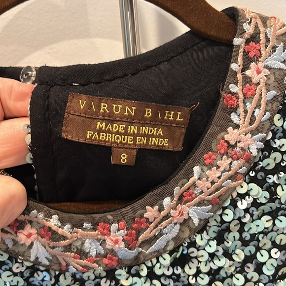 Anthropology! Carin Bahl astronomy black sequin sleeveless shift dress size 8 - Picture 3 of 9